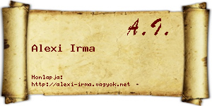 Alexi Irma névjegykártya